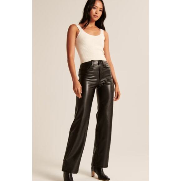 Abercrombie & Fitch Pants - Abercrombie & Fitch The 90's Relaxed High Rise Pant Faux Leather Size 30 / 10S
